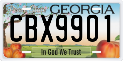 GA license plate CBX9901