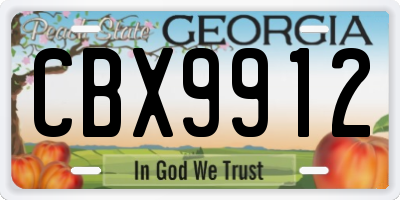 GA license plate CBX9912