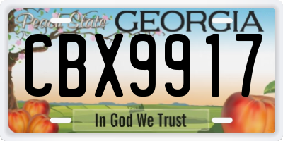GA license plate CBX9917