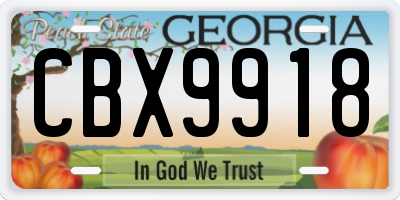 GA license plate CBX9918