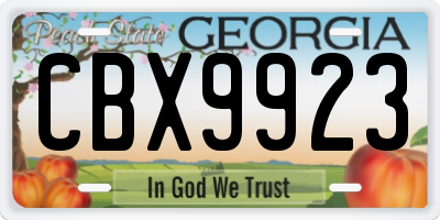 GA license plate CBX9923