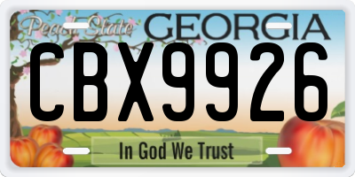 GA license plate CBX9926