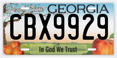 GA license plate CBX9929