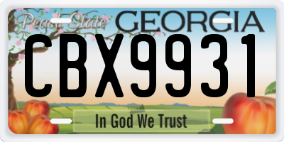 GA license plate CBX9931