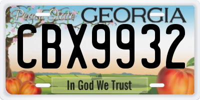 GA license plate CBX9932