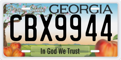 GA license plate CBX9944