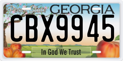 GA license plate CBX9945