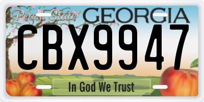 GA license plate CBX9947