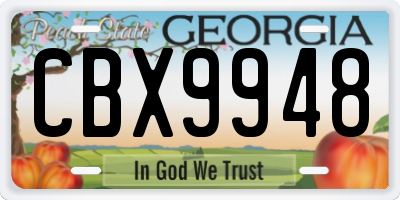 GA license plate CBX9948