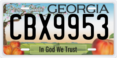 GA license plate CBX9953