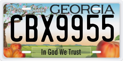 GA license plate CBX9955