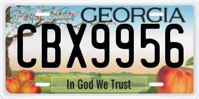 GA license plate CBX9956