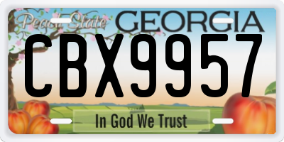 GA license plate CBX9957
