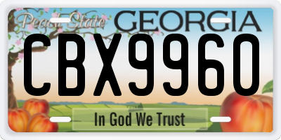 GA license plate CBX9960