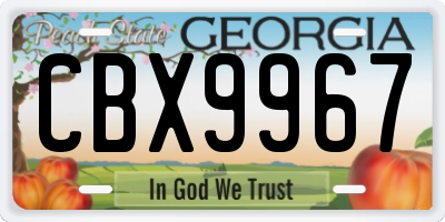 GA license plate CBX9967