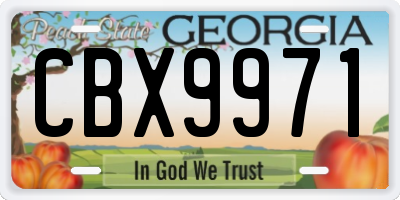 GA license plate CBX9971