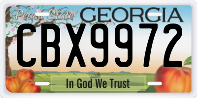 GA license plate CBX9972