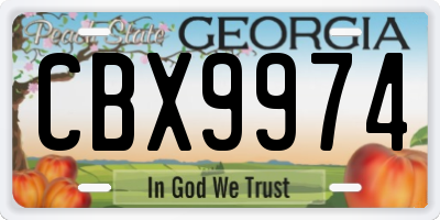 GA license plate CBX9974