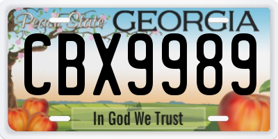 GA license plate CBX9989