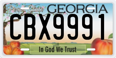 GA license plate CBX9991