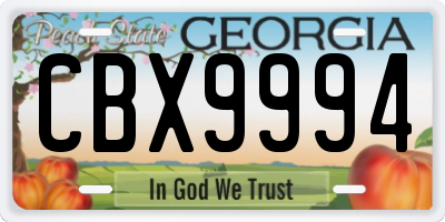 GA license plate CBX9994