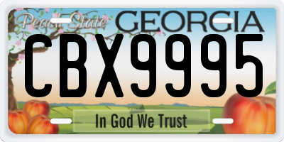 GA license plate CBX9995