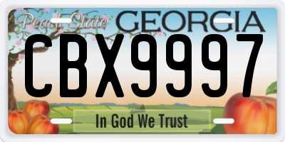 GA license plate CBX9997