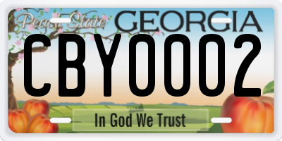 GA license plate CBY0002