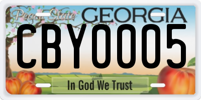 GA license plate CBY0005