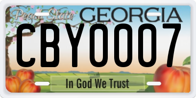 GA license plate CBY0007