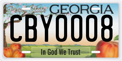 GA license plate CBY0008