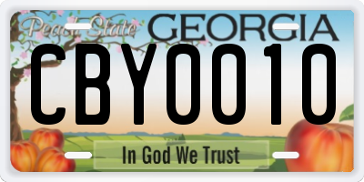 GA license plate CBY0010