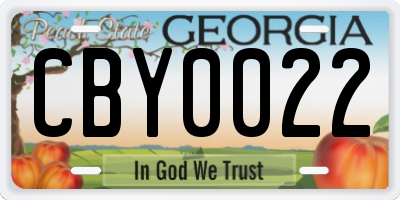 GA license plate CBY0022