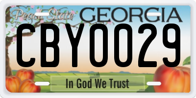 GA license plate CBY0029