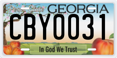 GA license plate CBY0031