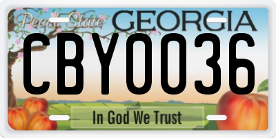 GA license plate CBY0036