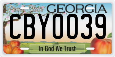 GA license plate CBY0039