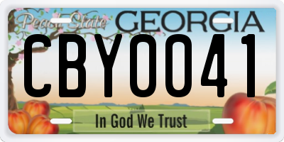GA license plate CBY0041