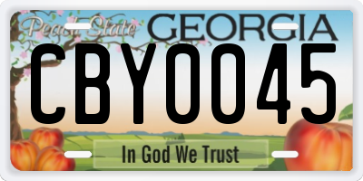 GA license plate CBY0045