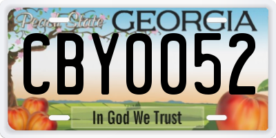 GA license plate CBY0052