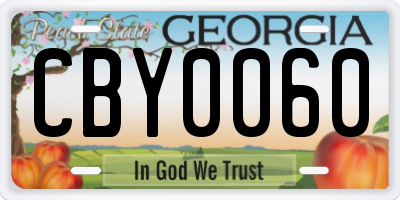 GA license plate CBY0060