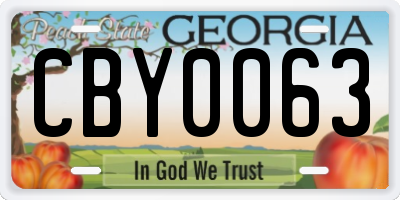 GA license plate CBY0063