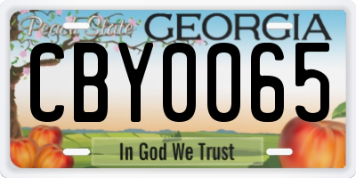 GA license plate CBY0065
