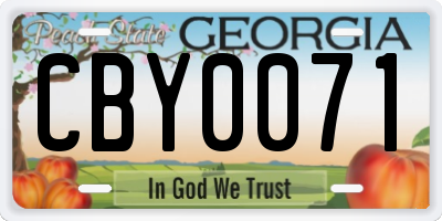 GA license plate CBY0071