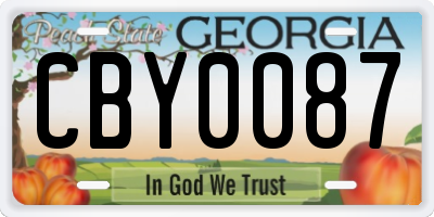 GA license plate CBY0087