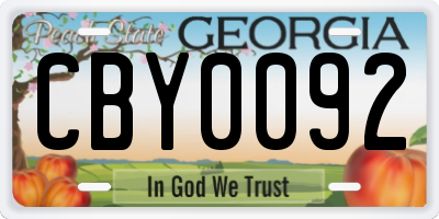 GA license plate CBY0092