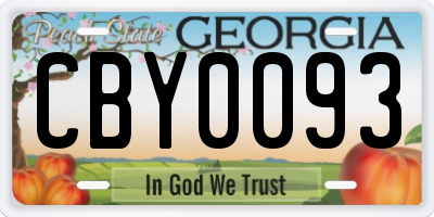 GA license plate CBY0093
