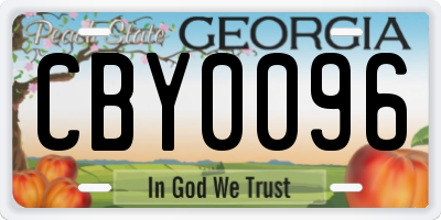 GA license plate CBY0096