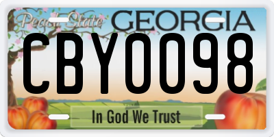GA license plate CBY0098