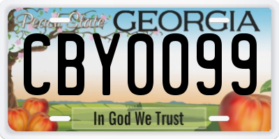 GA license plate CBY0099